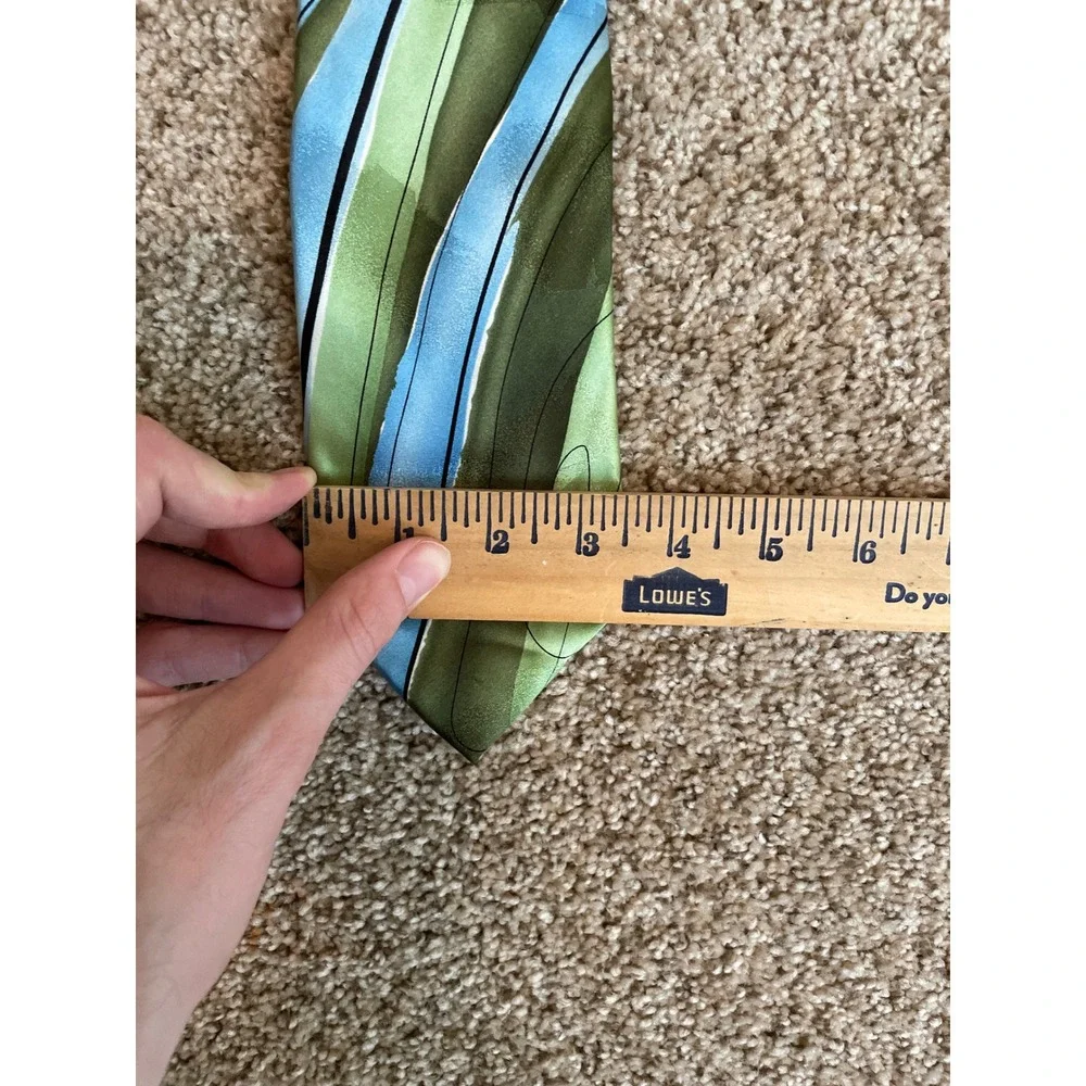 J. Garcia Mens Necktie One Size Green Blue Abstract Silk Collection Fifty-Three